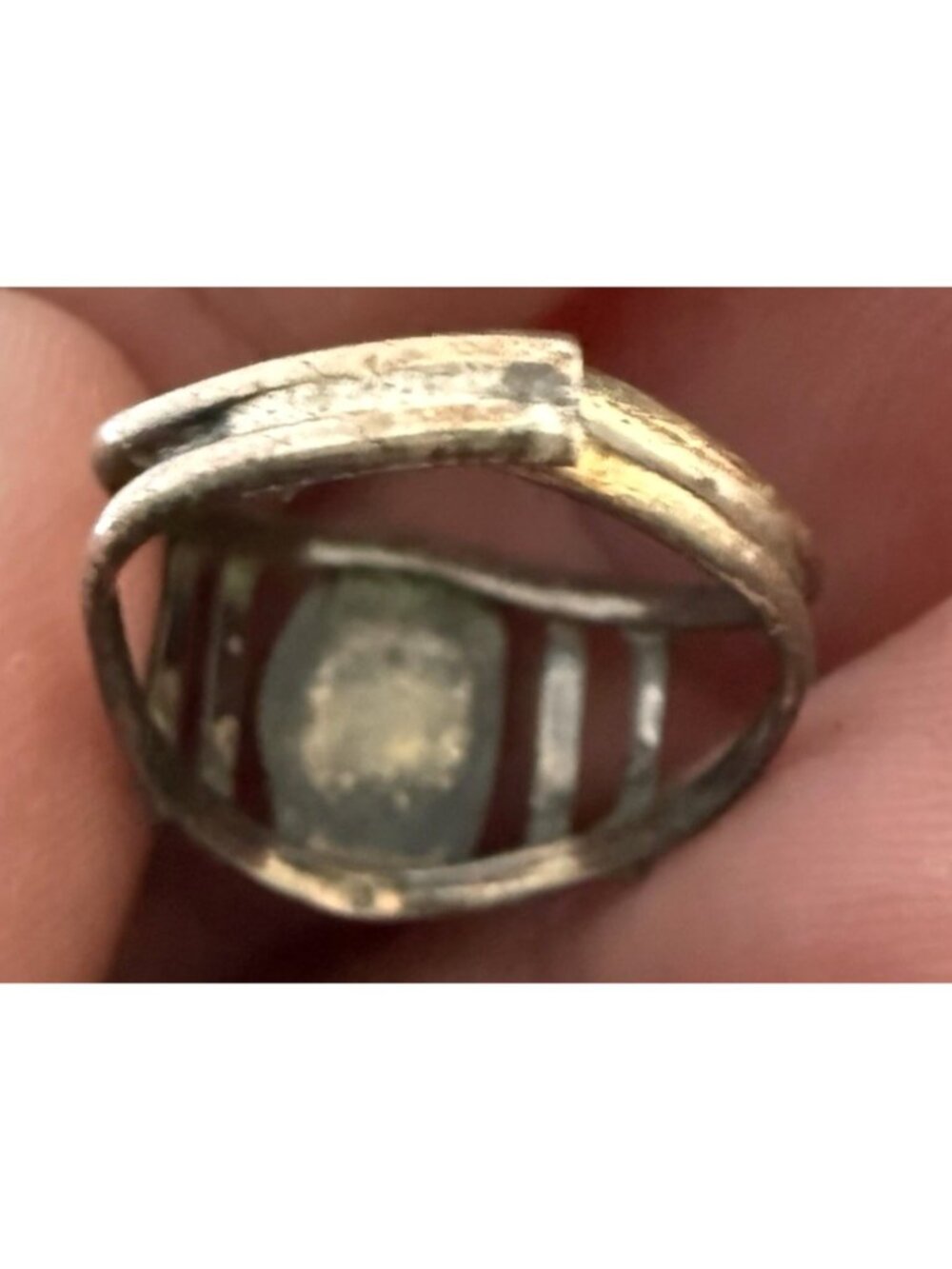 Vintage 70's Navajo Sterling Silver Handmade Oval Turquoise Stone Ring Size 6.75 - Picture 5 of 8